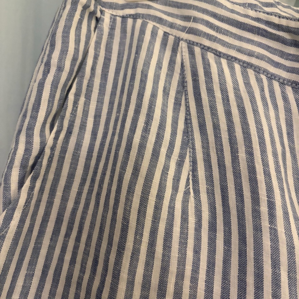 Tahari‎ Striped Blue and White Women’s Wide Leg Linen Pants, size 10 - Picture 4 of 7